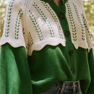 The Great. Scallop Sophomore cardigan green